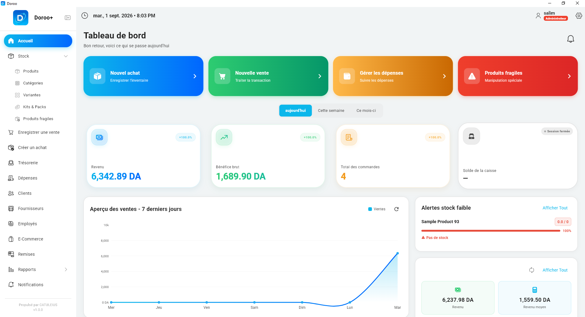 Doroo Windows app dashboard view